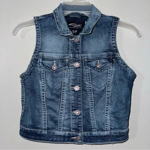 Silver Jeans Crop Button-Up Denim Vest, Size Small / Petite Y2K